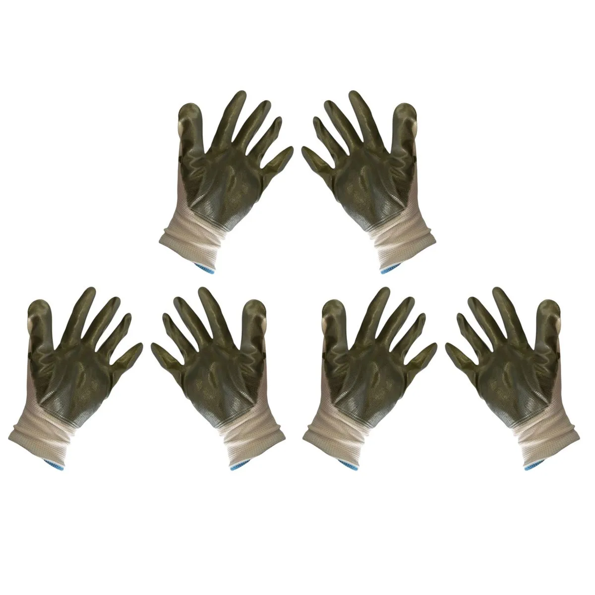 3 Pair White Cotton Gloves with Grey Rubber Protection Work Gloves