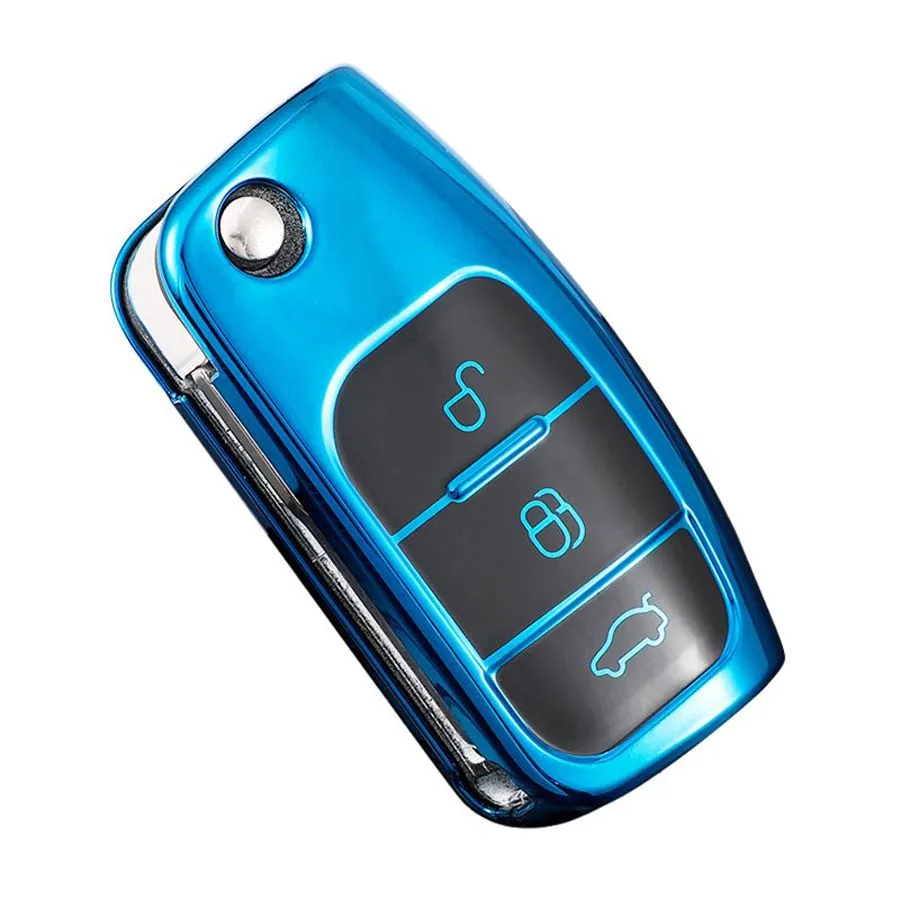 Car Key TPU Case & Holder Compatible with CKC-Ford -G/Ford Type G - Blue