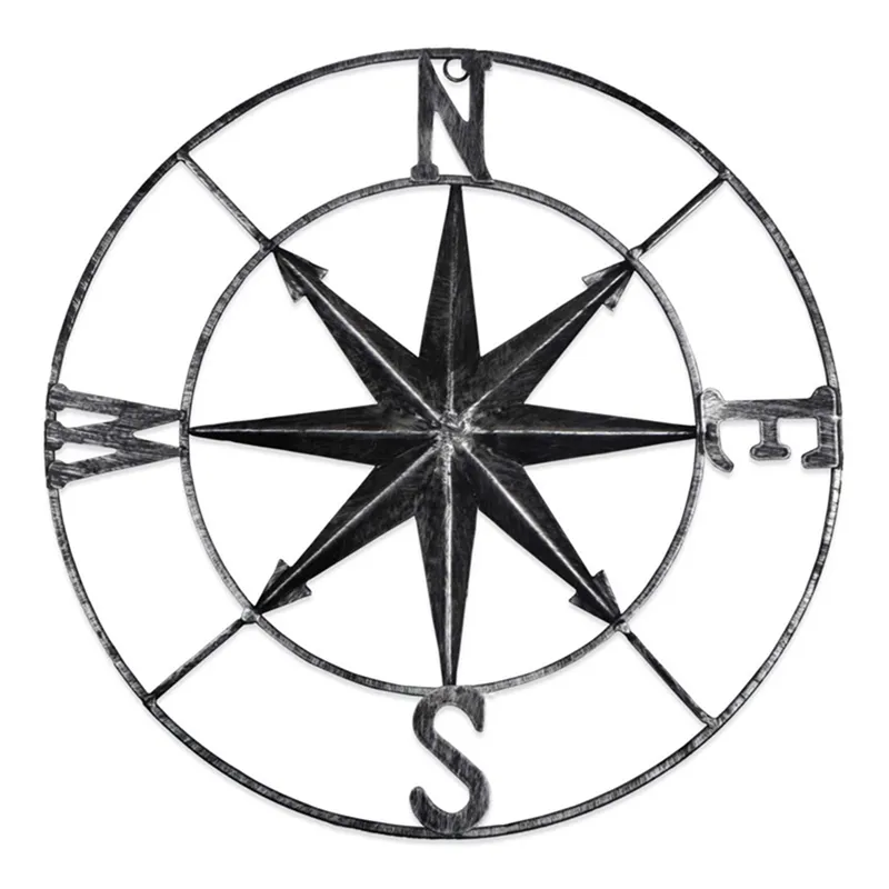 Metal Craft Compass Vane Wrought Iron Decoration Indoor Ornaments