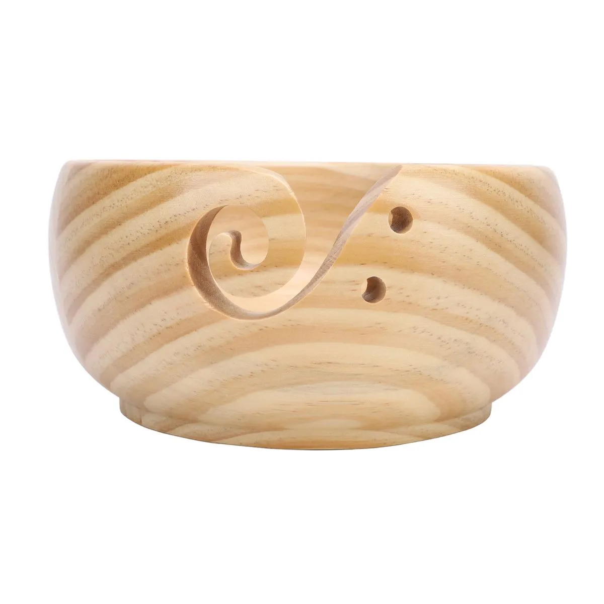 Wooden Yarn Bowl with Thread Slot for Needlework