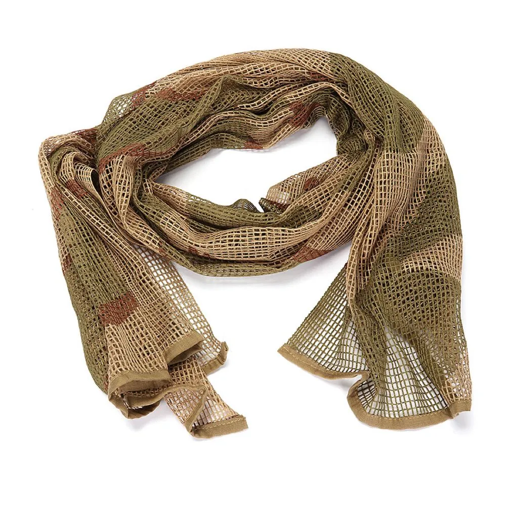 Camping Fashion Multifunctional Mesh Camo Tactical Scarf (190x90cm) - Brown
