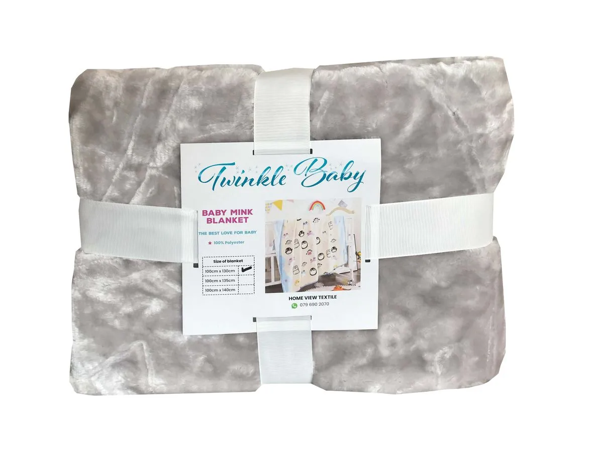 Twinkle Baby Sleep Angel Embossed Mink Baby Blanket - Grey