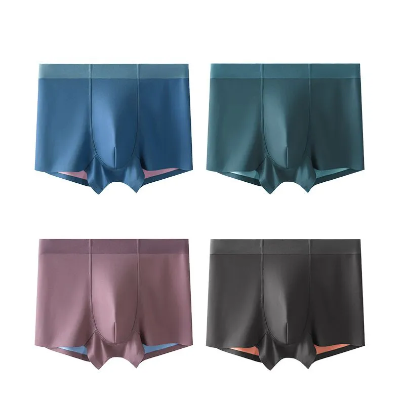 Men's Underwear Seamless Antibacterial Mulberry Silk Crotch Boxer Briefs