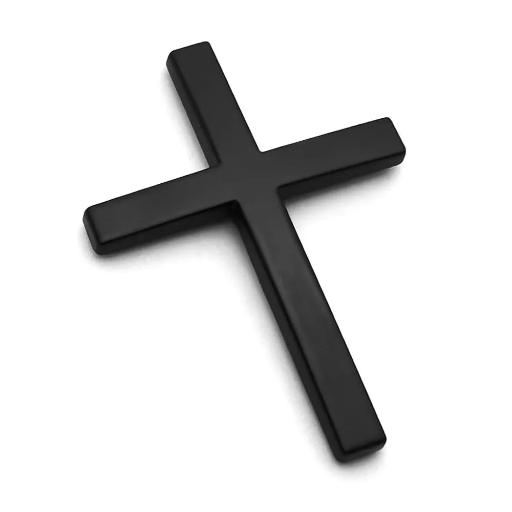 Chromed Metal Cross Car Decal - Black