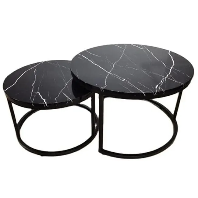 Multi-function Pattern Like Marble Coffee Tea Table - Set of 2