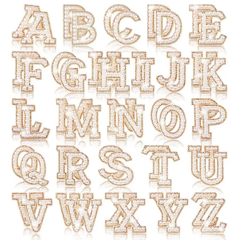 Pearl Rhinestone Letter Patches A-Z Bling Rhinestone Letter Stickers