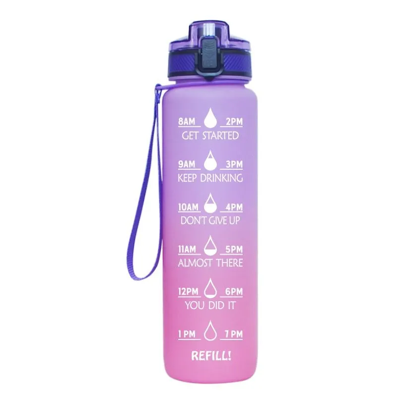 BPA free Leakproof 1L Sport Water Bottle With Time Marker