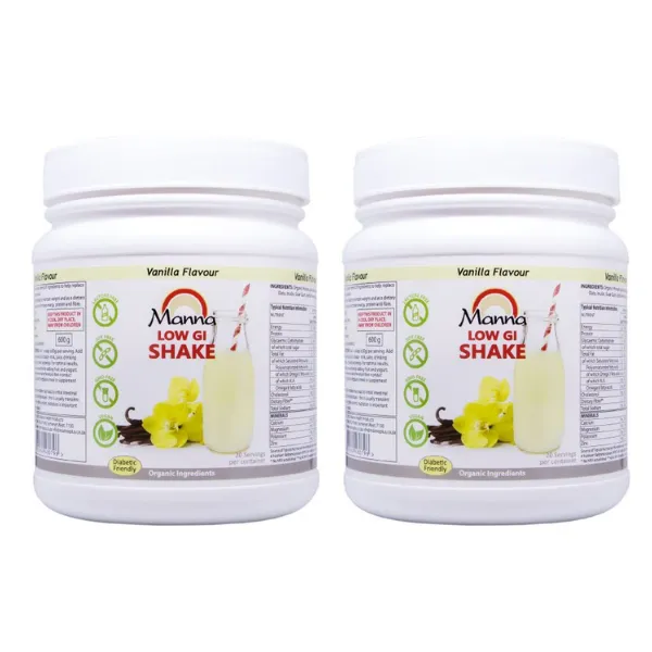 Manna Health Low GI Meal Replacement Vanilla Shake 600g - Pack of 2