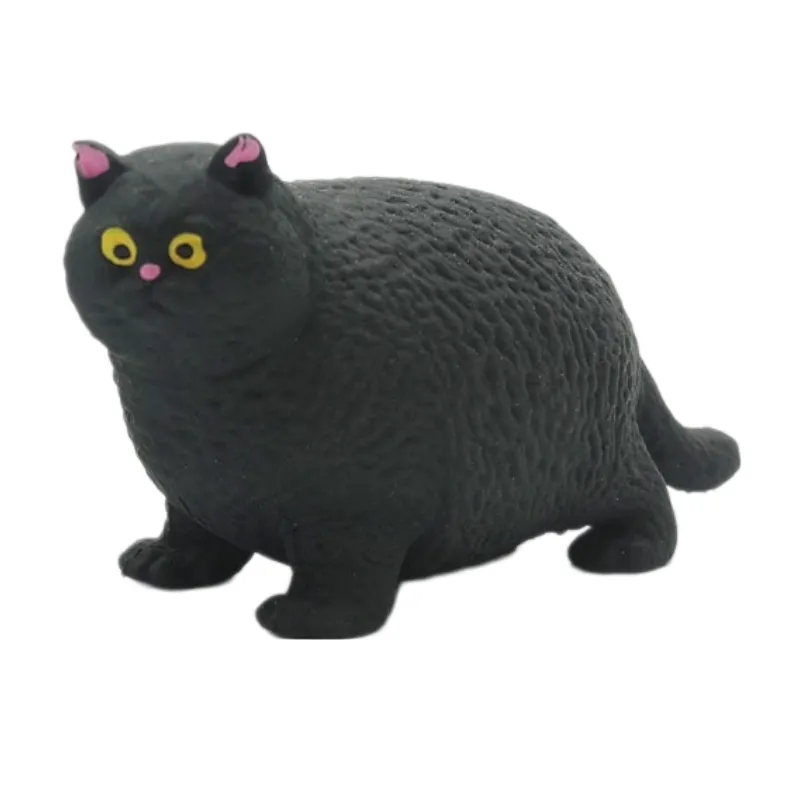 Fat Cat Squeeze Fidget Toy Soft Stretch Decompression Toy - Black