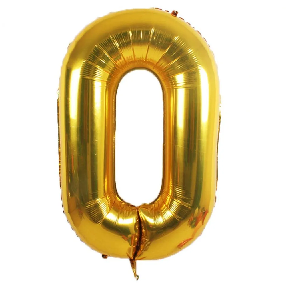 Gold Foil Digital Number Balloon - 0