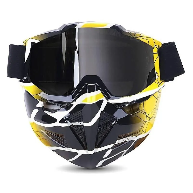 Full Face Motorcycle GelSoft Paintball Airsoft Mask Game MAS2115 Yellowed