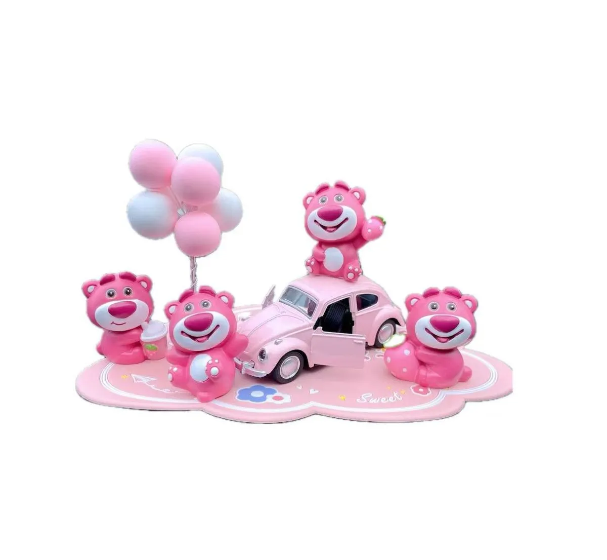 Strawberry Bear Car Interior Decoration Set for dashboard - Pink