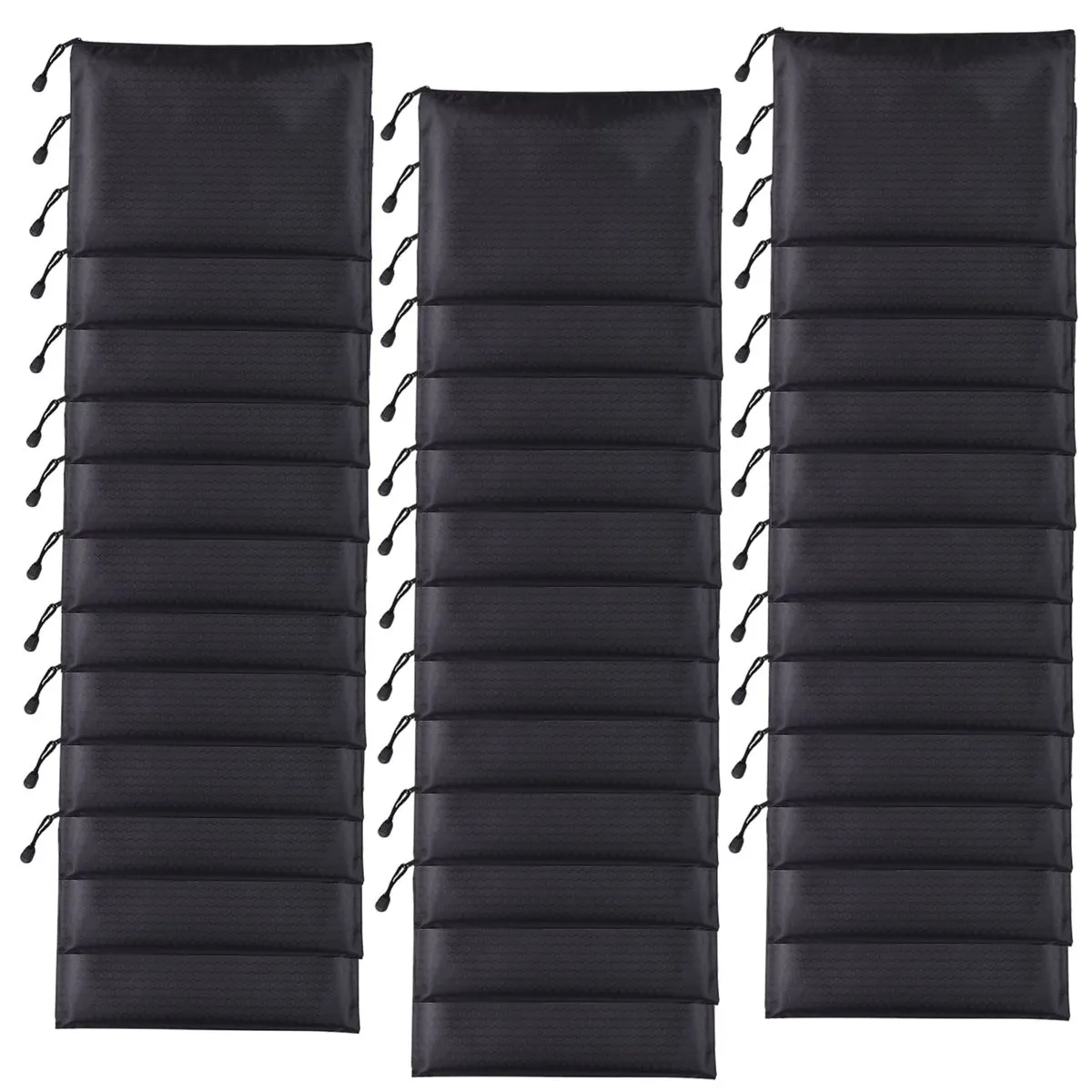 30 Zipper File Pouches Bags A4 Size Document Organizing Storage Pocket Bag - Black*30