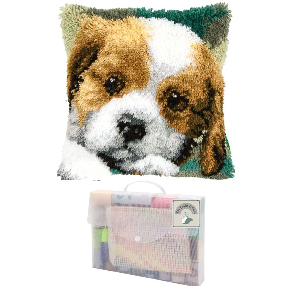 Puppy - Latch Hook Pillow Cover Embroidery Wool Art DIY Craft Kit