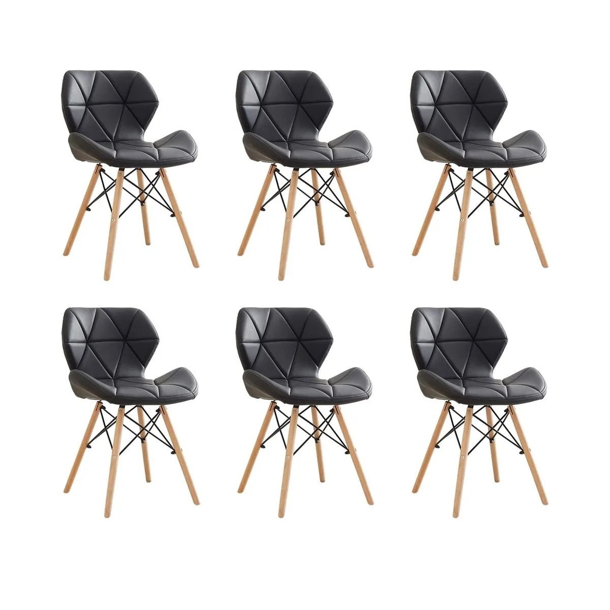 6 Piece Of Multifunctional Scandinavian Butterfly Design Ergonomic Chair Set - Black