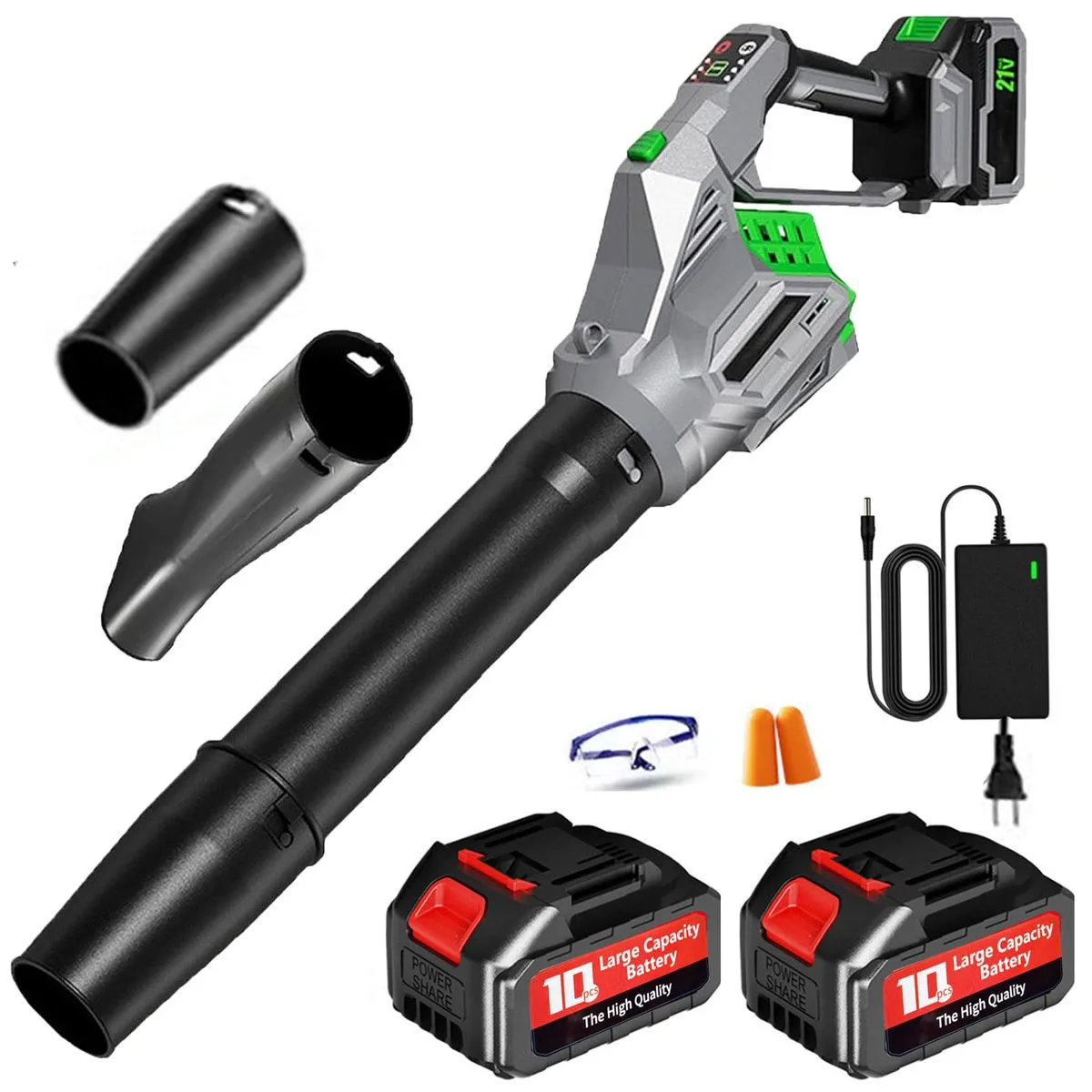 21V Cordless Dust/Leaf/Snow & Blower Kit- 2 Batteries & Charger & Pipes