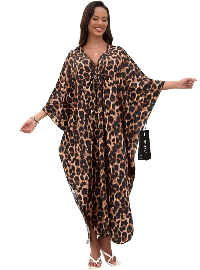 IPSTYLE Women Kaftan Dresses Plus Size Vneck Batwing Dress Loose -  STYLE A