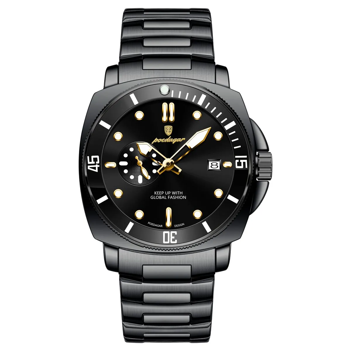 Poedagar Luxury Men's Waterproof Luminous Date Stainless Steel Man Watch