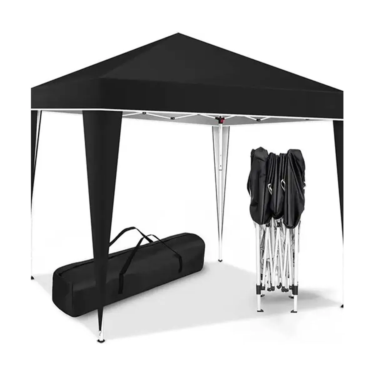 148" x 148"-Tent Pop-Up Canopy Rainproof Tent With Storage Bag- Easy Set Up - Black