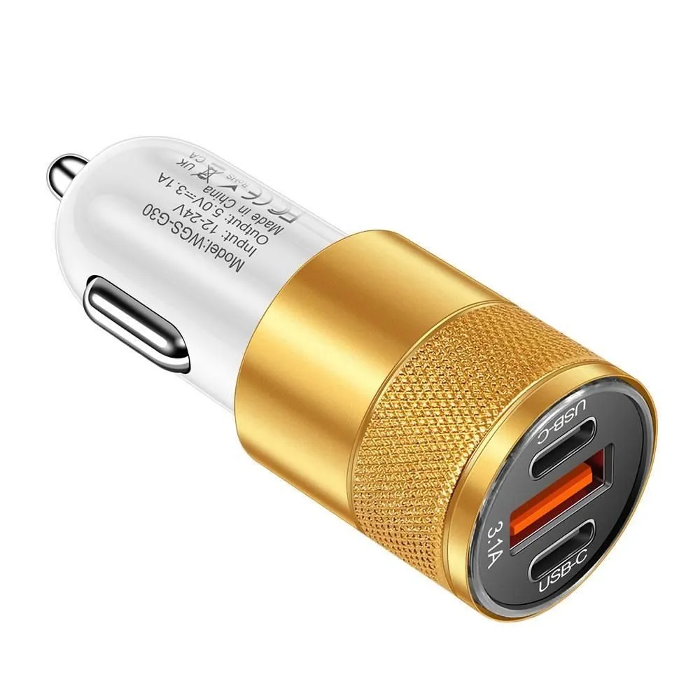 Platinum 3.1A 15W USB+2PD Aluminum Car Charger