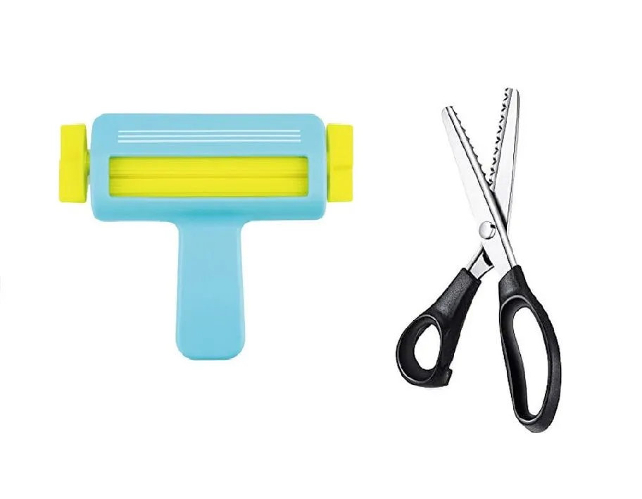 Paper Crimper & Zig-Zag Stainless Steel Scissors Combo - Blue, Black
