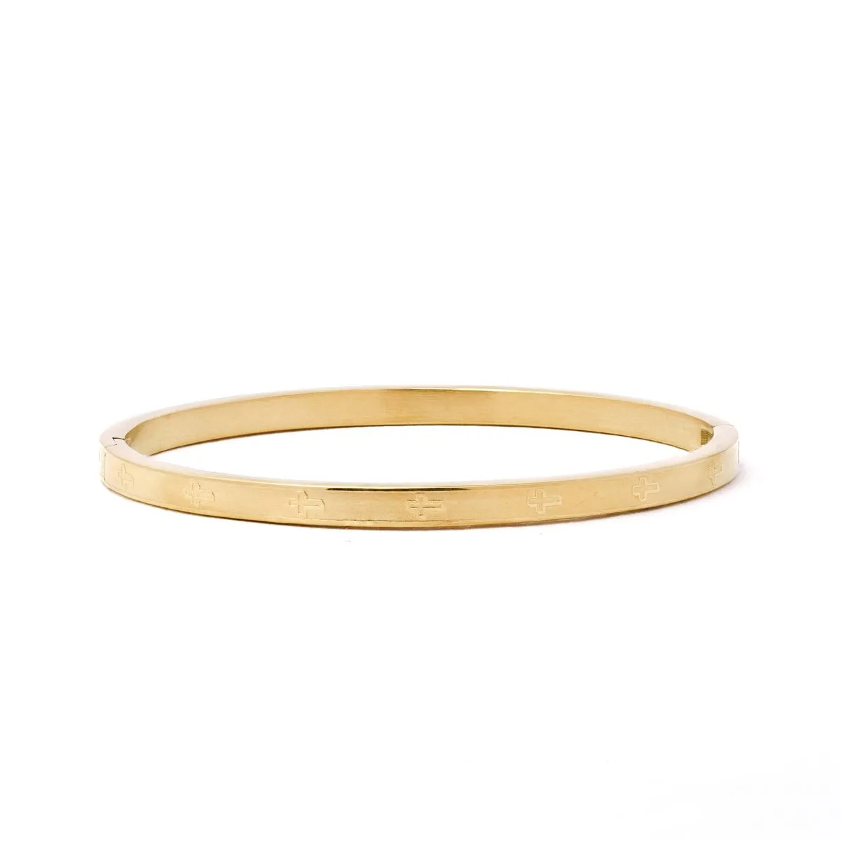 Steel My Heart Waterproof Cross Detail 4mm Stainless Steel Bangle