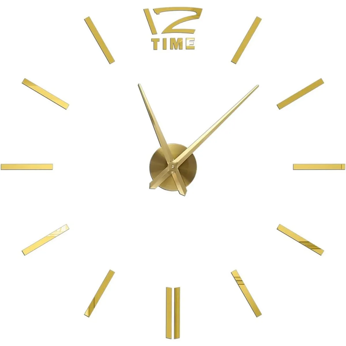 DIY 3D Acrylic Wall Sticker Clock for Family Office Decor - Gold