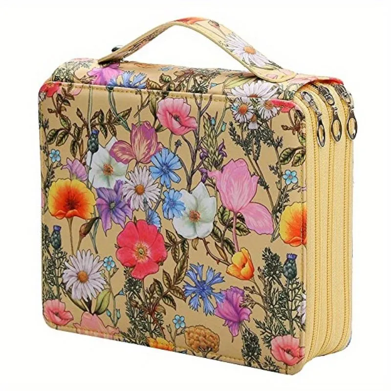 3-Layer 124-Hole Brush Bag - Large Capacity Art Paintbrush Storage Pouch