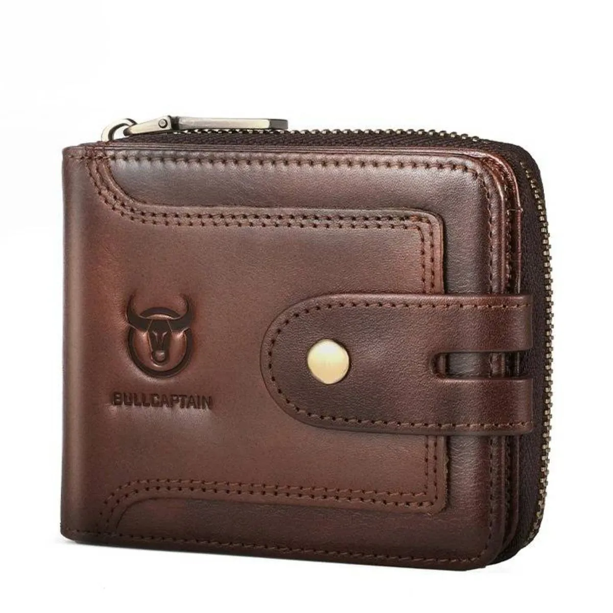 Bullcaptain Barrett RFID Blocking Men's Bifold Genuine Leather Wallet Brown