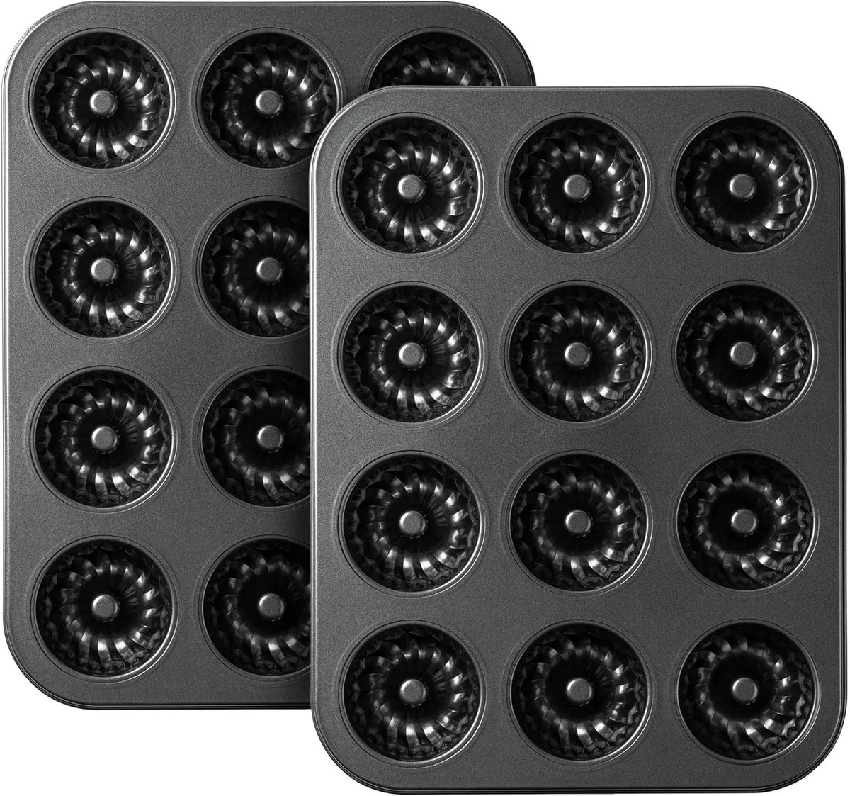 Mini Cake Pan, Fluted Tube Pan, Non-Stick 12-Cavity for Cupcakes & Brownies