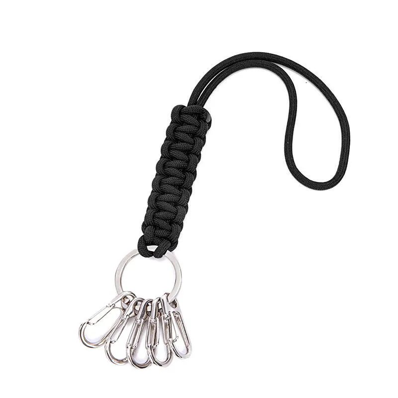 Multi-functional Keychain Rope Key Storage Ring for Outdoor - Black