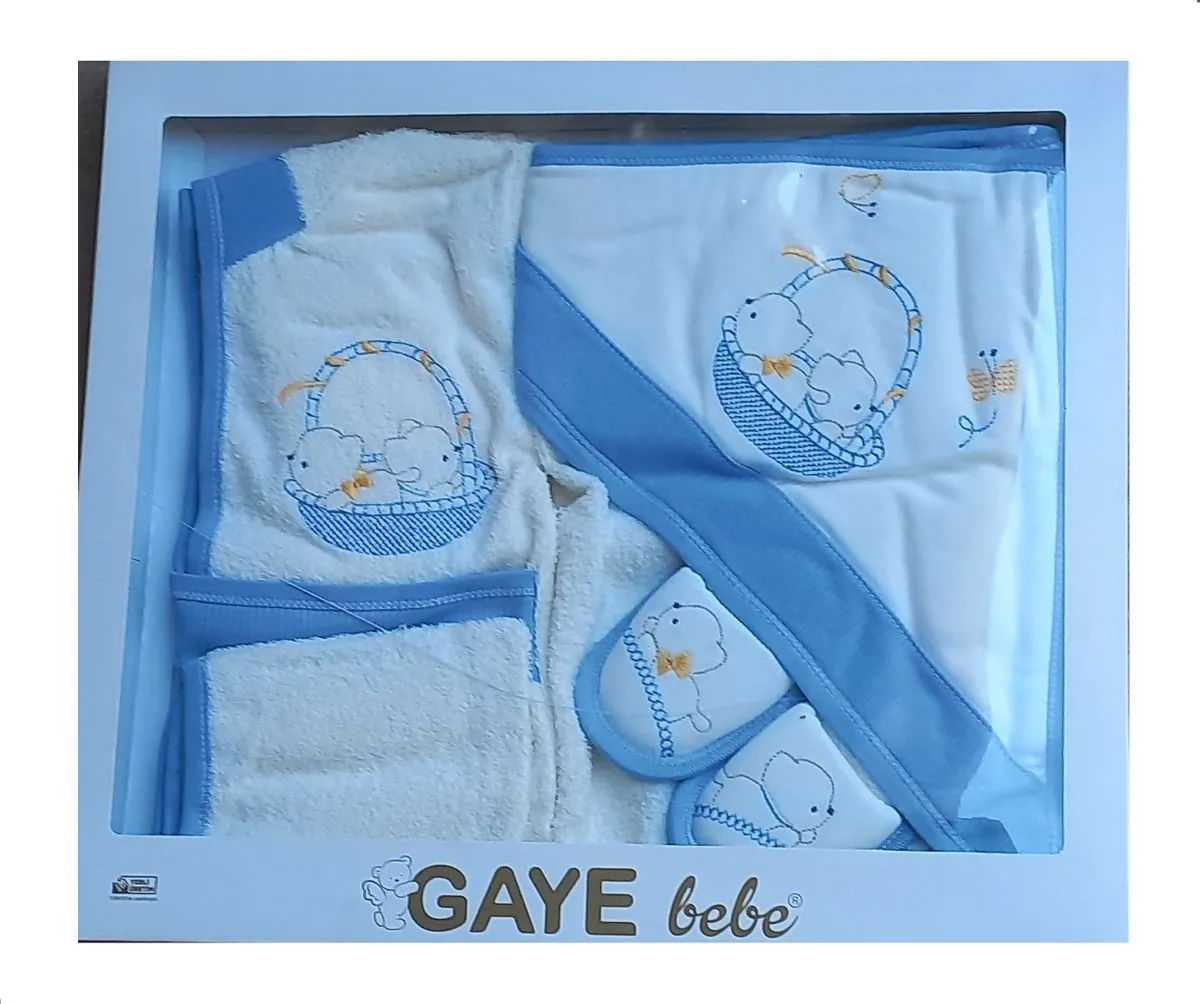 Gaye Bask 4-Piece Baby Shower Gift Set - Blue