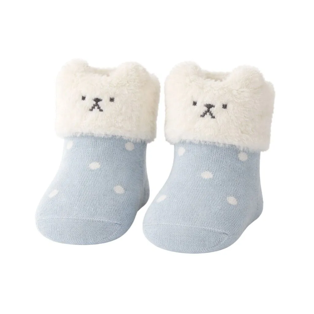 Baby & Toddler Thick Bear Ear Warm Socks For Ages 1-3 Years - Baby Blue