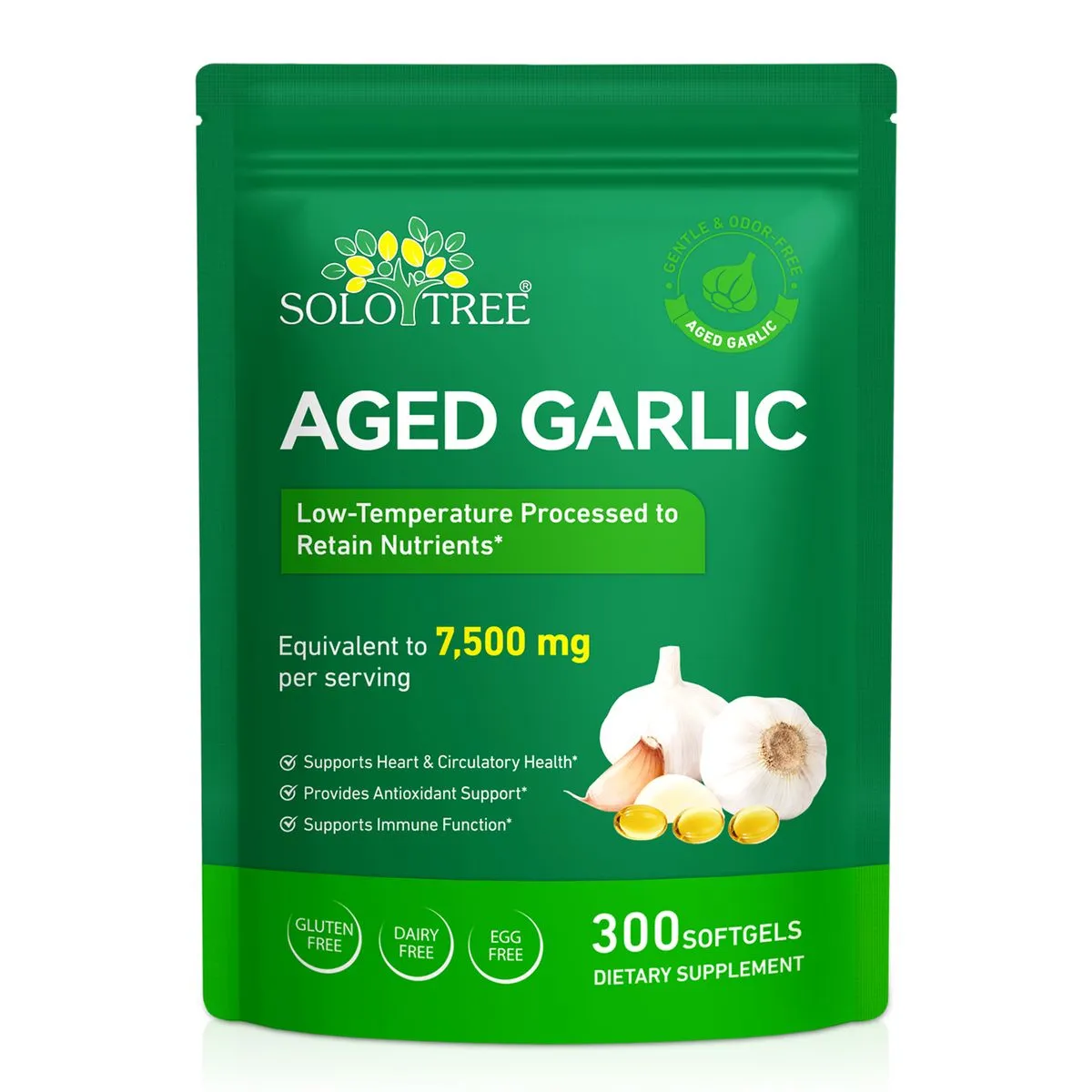 SoloTree Odorless Aged Garlic Softgels 300P