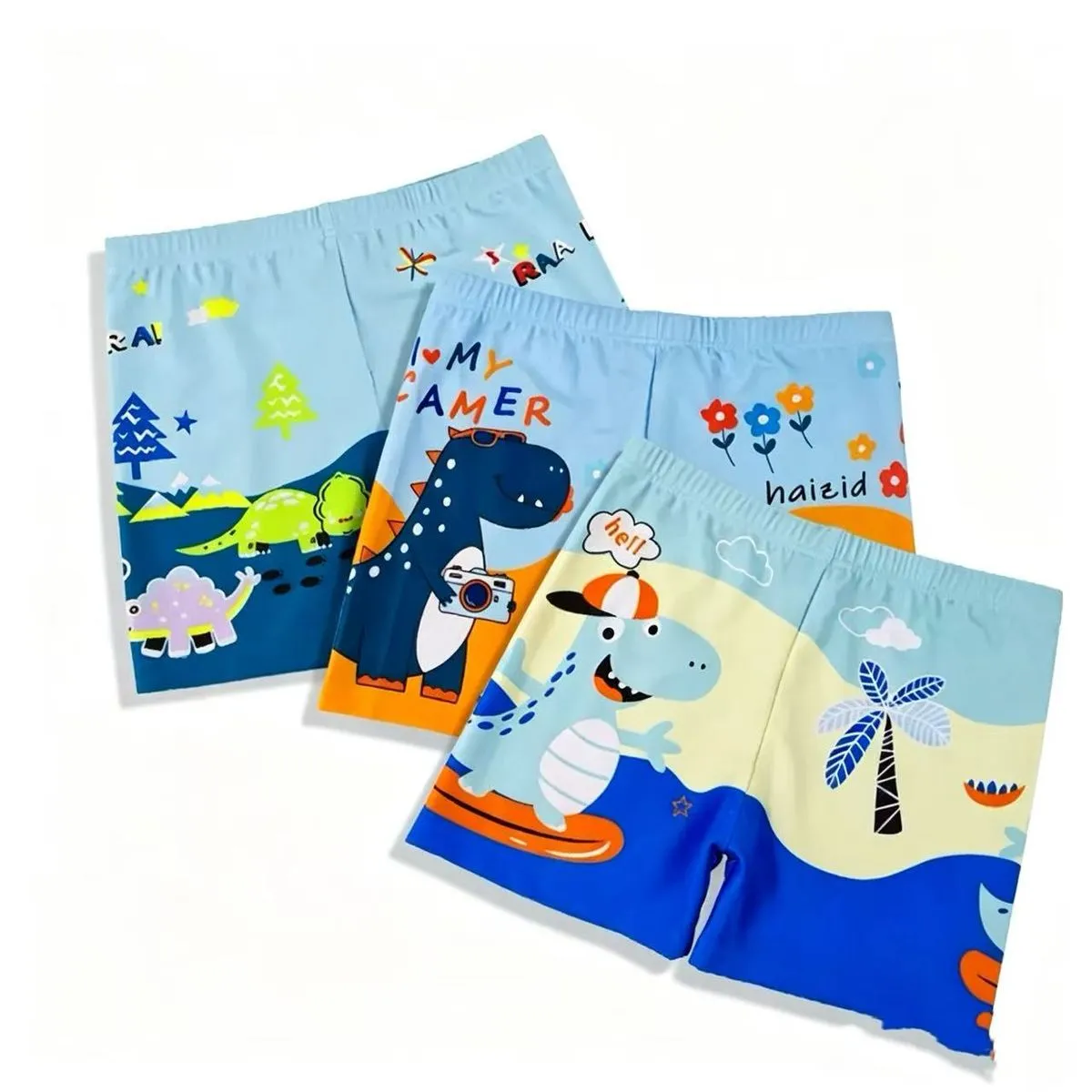 3 Pack Boys Dinosaur Swim Trunks Cute Cartoon Quick Dry Kids Beach Swimming
