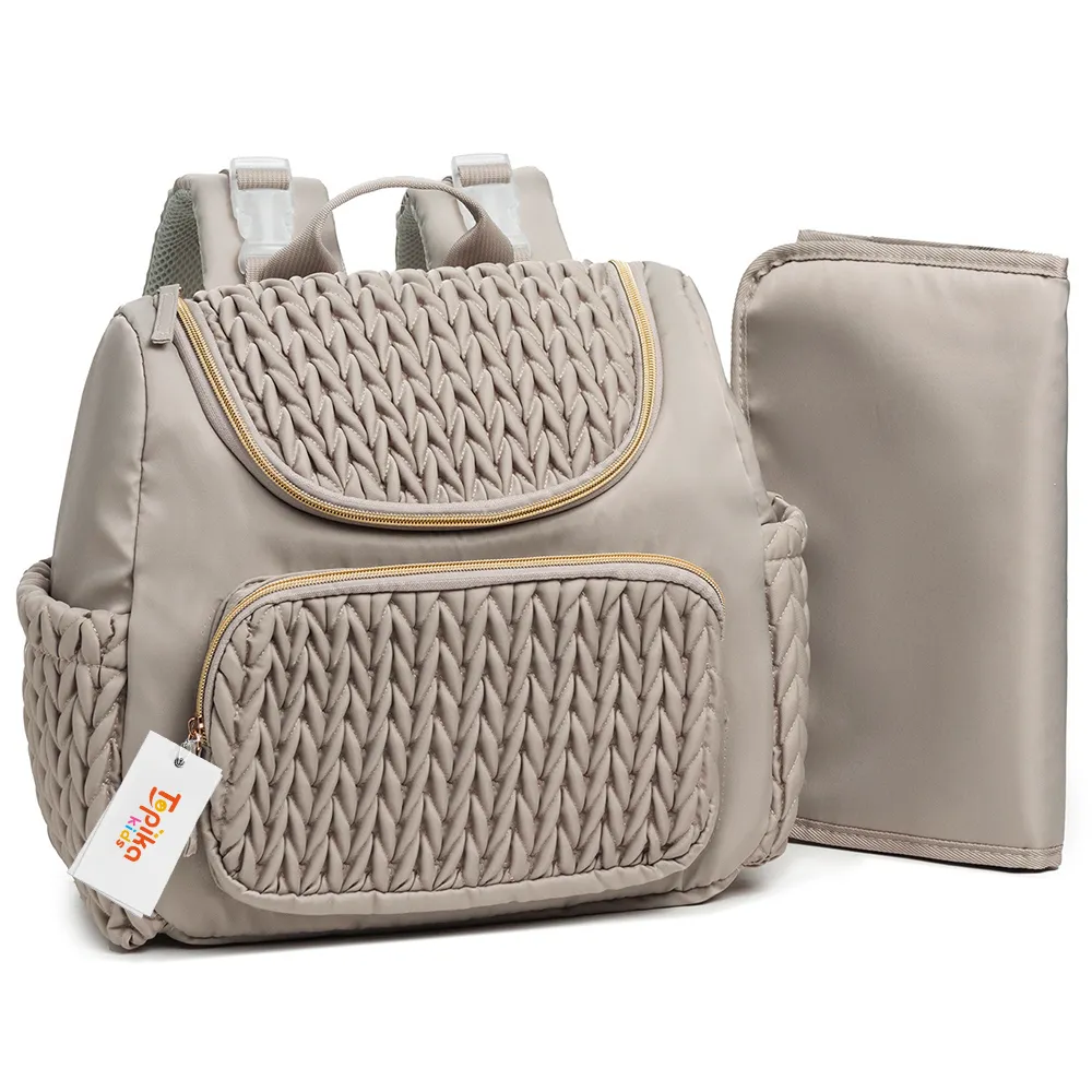 Topikakids - Multi-Pocket Diaper Bag, Insulated Pockets & Stroller Straps - Khaki