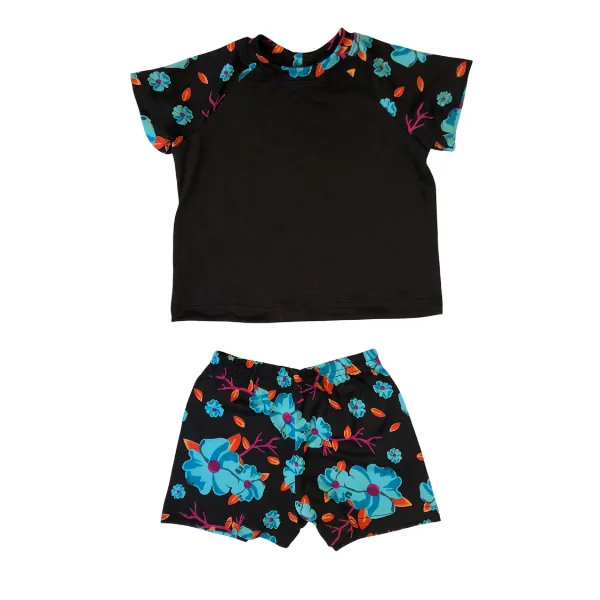Baby/Toddler/Kids Summer Pajamas for Girls-Blue Floral
