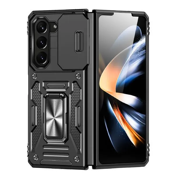 Compatible With Samsung Z Fold5 Sliding Window Magnetic Phone Case - Black