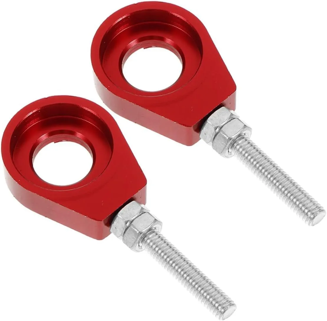 2 12mm Red Motorcycle Chain Adjuster Tensioner Screws for Off-road ATV