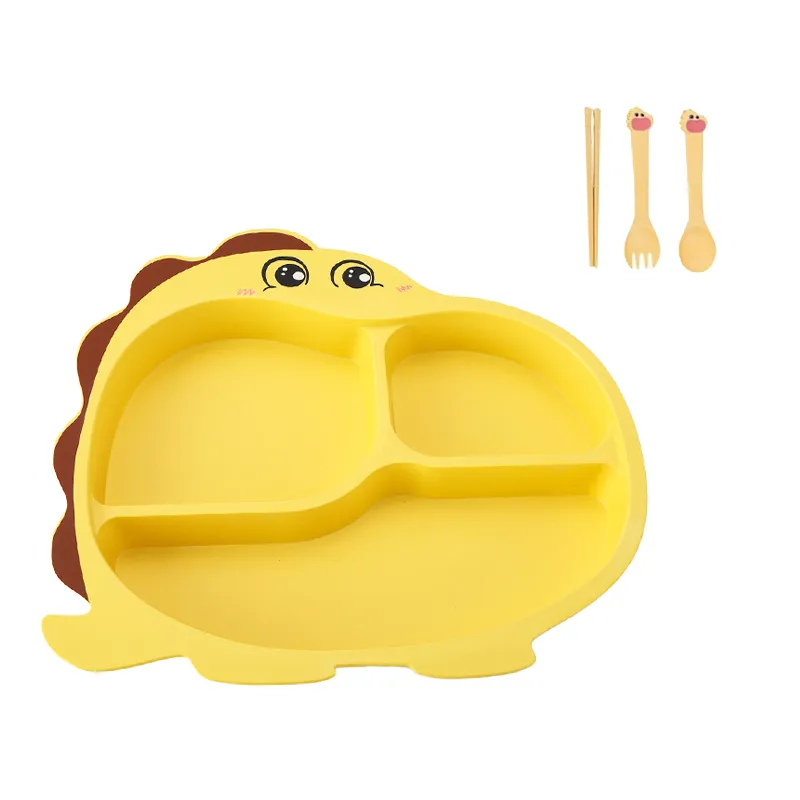Children Bamboo Fibre Dining Plate Baby Safe Dishes Kids Feeding Bowls