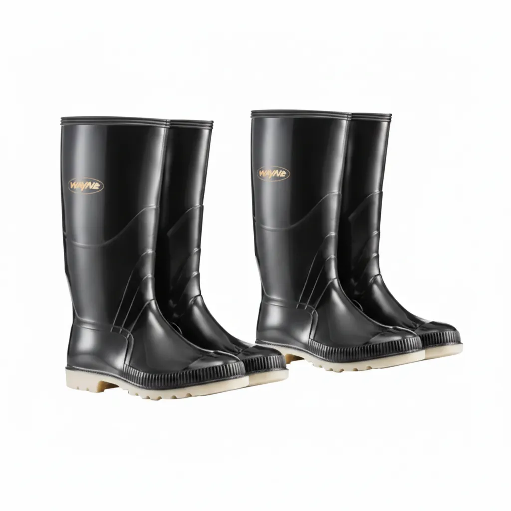 Gumboots Men's Knee-High Rubber Boots, Black/Ivory, Size 7 - 2 Pack