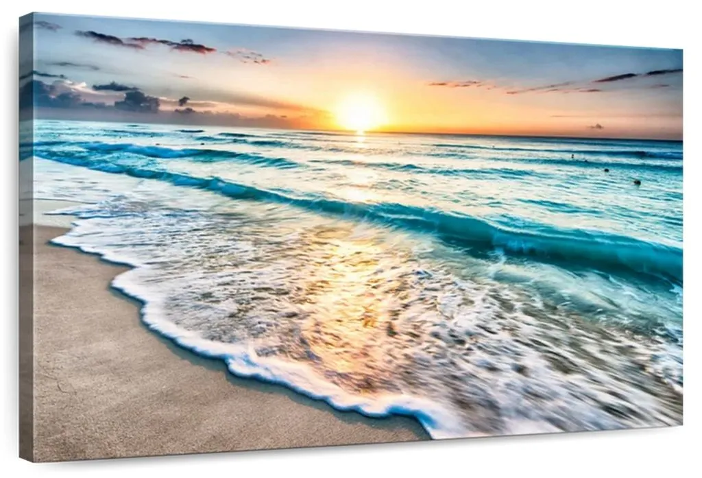 Canvas Art - Foamy Sun Beach Canvas Wall Art Living Bedroom Decor