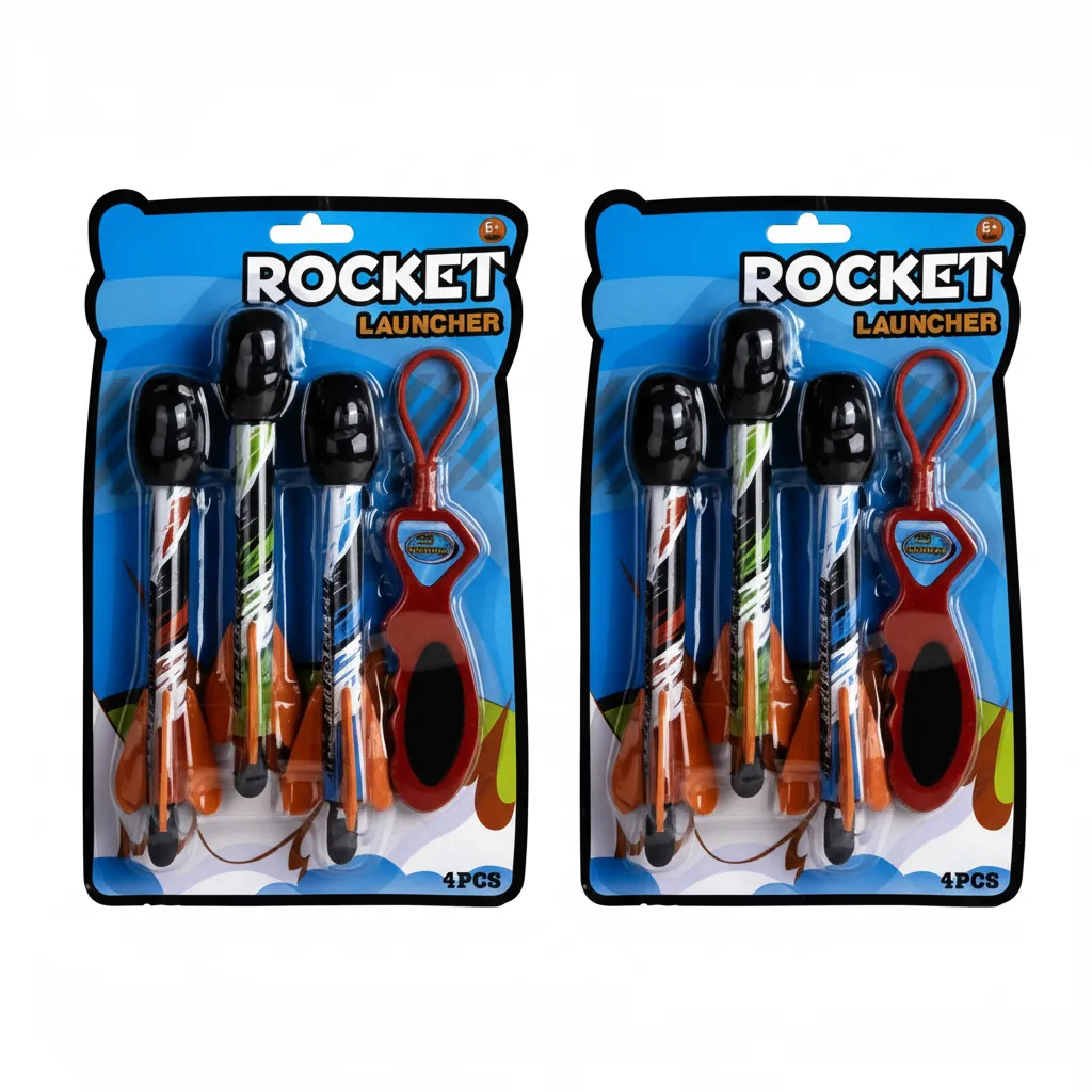 Boys Outdoor 4 Piece Rocket Launch Set with Soft Foam Rockets - 2 Pack