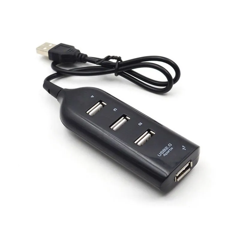 4-Port USB Hub Distributor - Compact and Portable for Laptops - Black