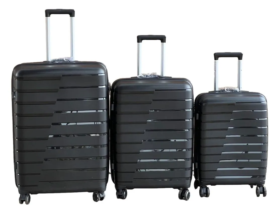 Unbreakable PP Luggage-3 Piece Suitcase Set 29inch - Black