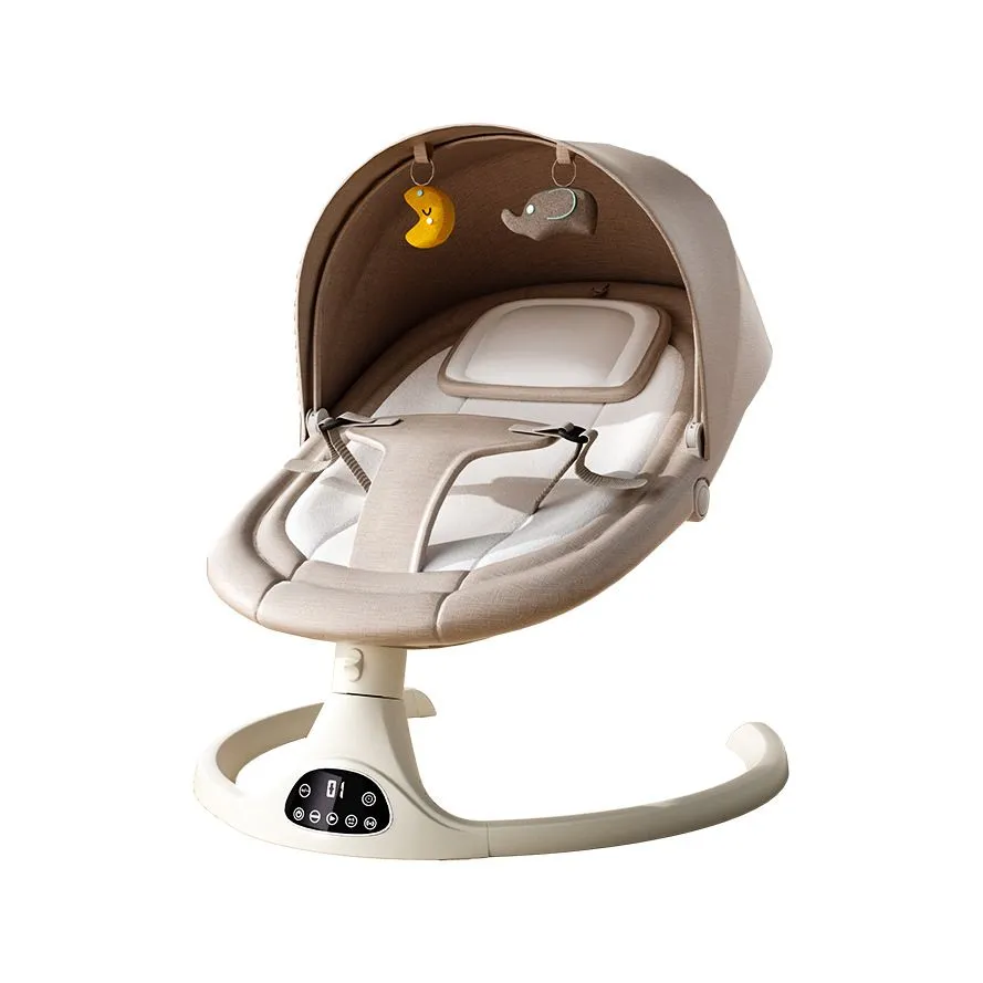 Electric Baby Rocker Cradle-Adjustable Recline, Bluetooth Music,Remote,Calm - Beige