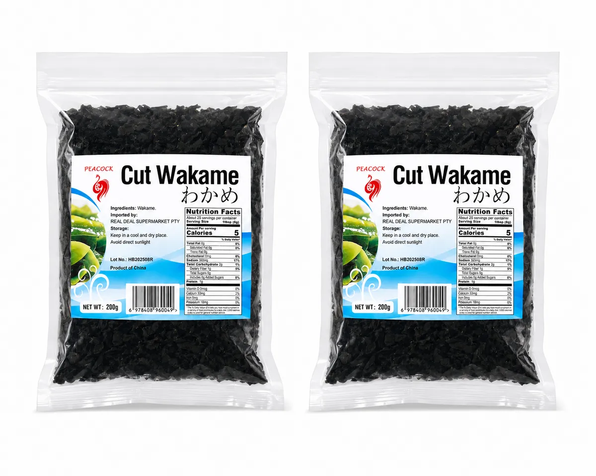 Cut Wakame Seaweed 200g x 2 Pack - Dried Edible Seaweed