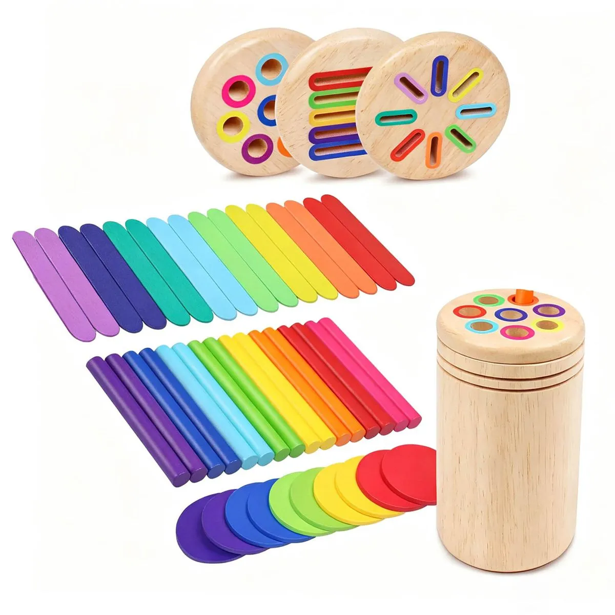 Montessori Toys, 3 in 1 Educational Sensory Color Sorting Toys for Toddlers