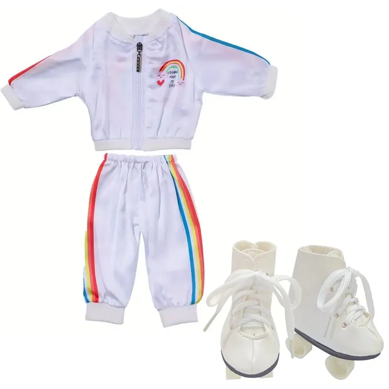 Retro Baby Doll Clothing Outfit and Roller Skates Set