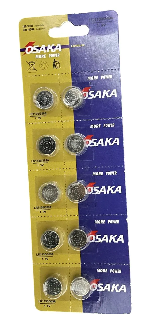 OSAKA LR1130 / 389A (AG10 / LR54) 1.5V Alkaline Button Batteries - 10 Pack